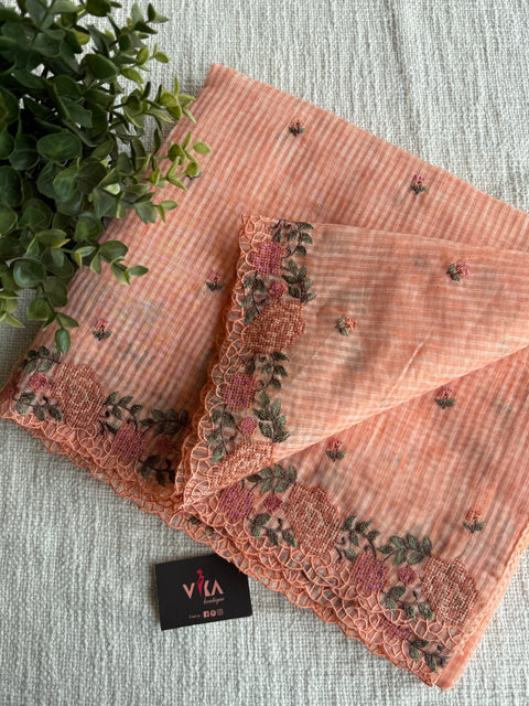 Scallop emb border kota cotton saree