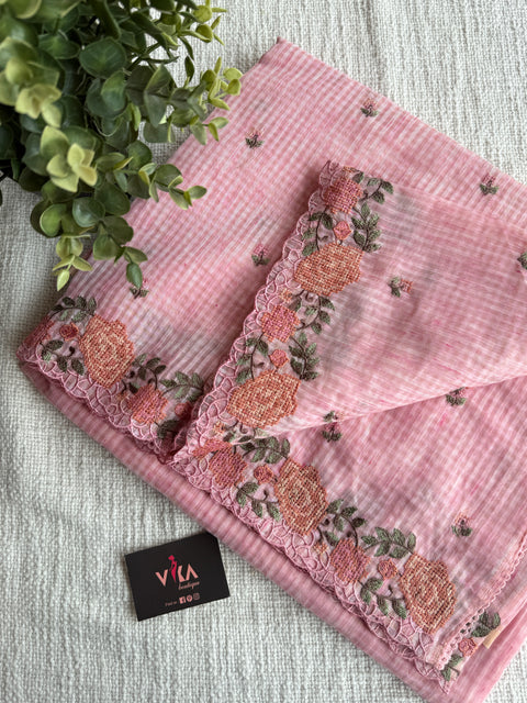 Scallop emb border kota cotton saree