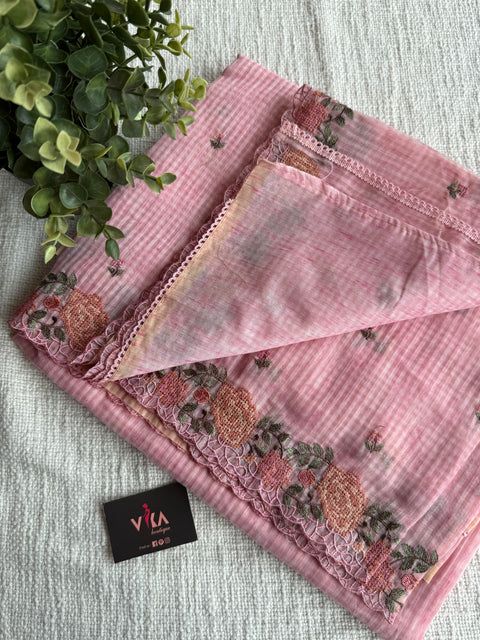 Scallop emb border kota cotton saree