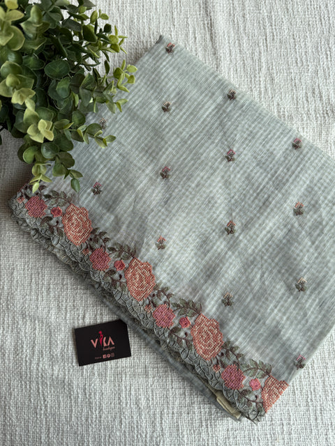 Scallop emb border kota cotton saree