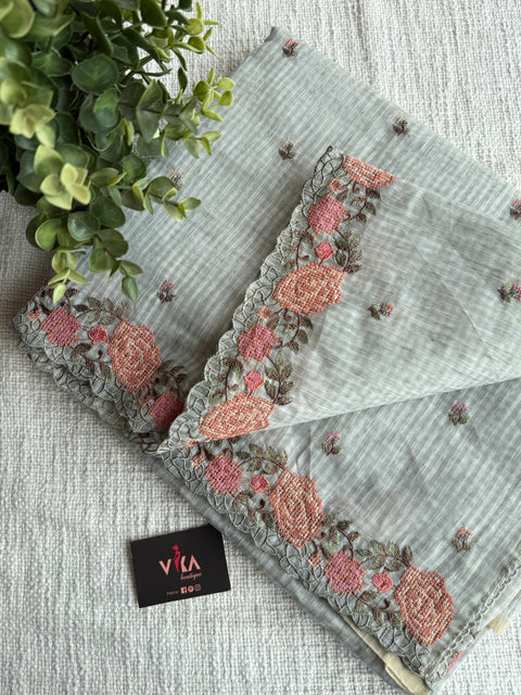 Scallop emb border kota cotton saree