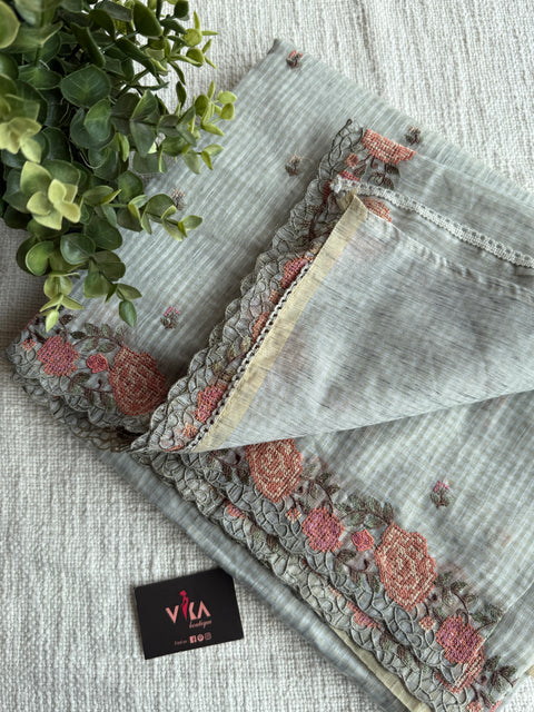 Scallop emb border kota cotton saree