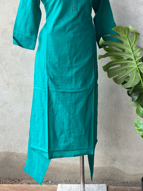 Rama green cotton ready kurti pant set