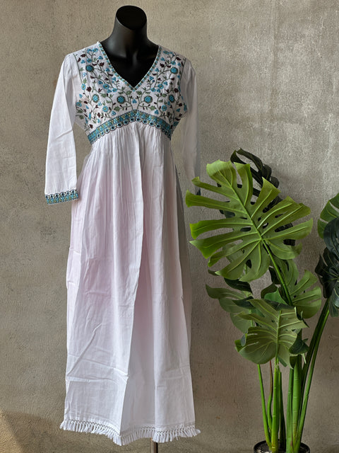 White Alia cut emboidery Gown