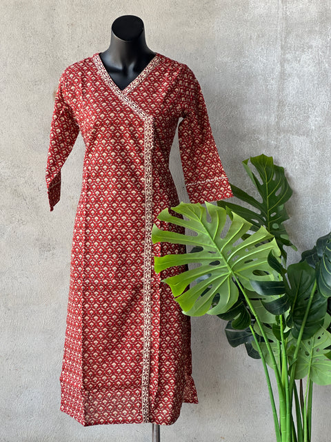 Red printed flex cotton kurti