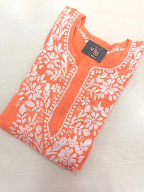 Lucknowi ready kurti - Orange