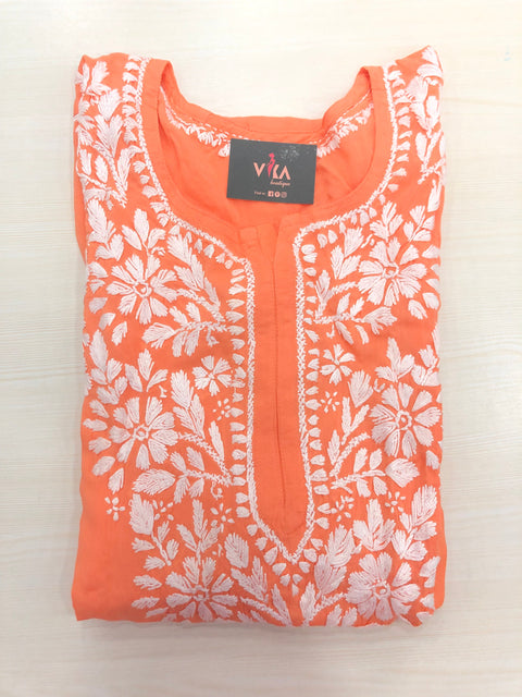 Lucknowi ready kurti - Orange