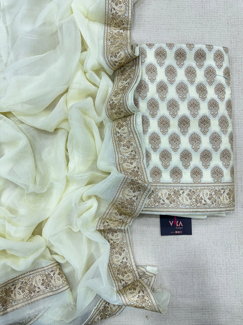 Yellow weaving banaras salwar material