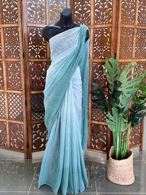 Ombré dyed handloom cotton saree