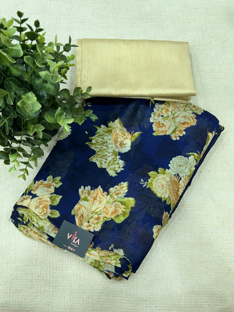 Floral printed chiffon saree