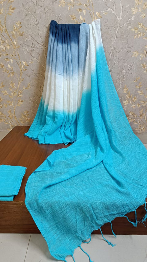 Ombré dyed handloom cotton saree