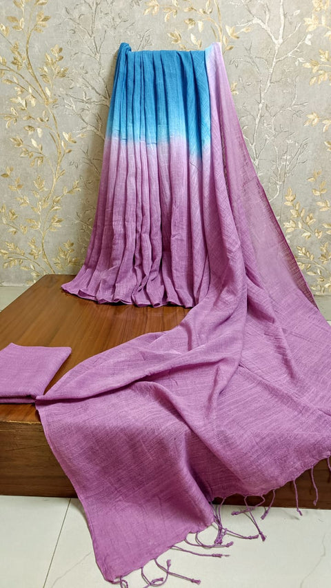 Ombré dyed handloom cotton saree