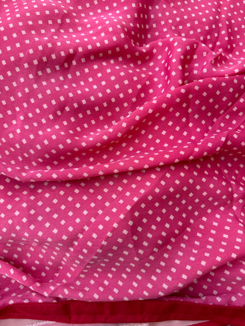 Lt pink floral printed chiffon saree