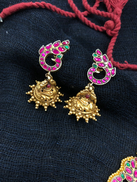 925 Silver Long necklace with jhumka