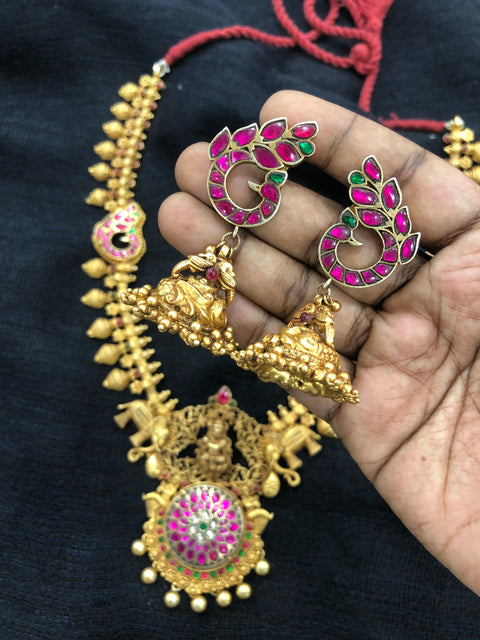 925 Silver Long necklace with jhumka