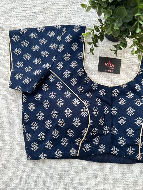 Navy Blue Printed cotton blouse