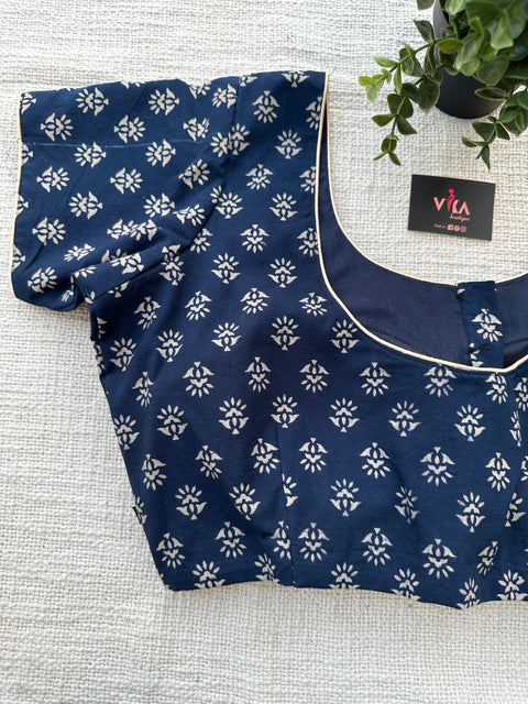 Navy Blue Printed cotton blouse