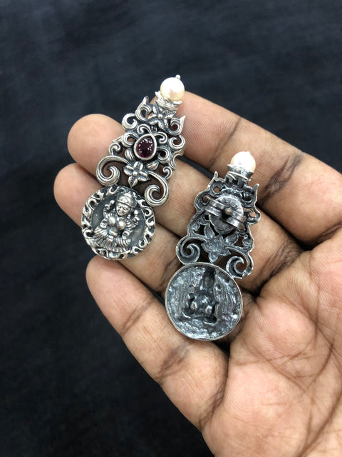 925 silver pink stone earring