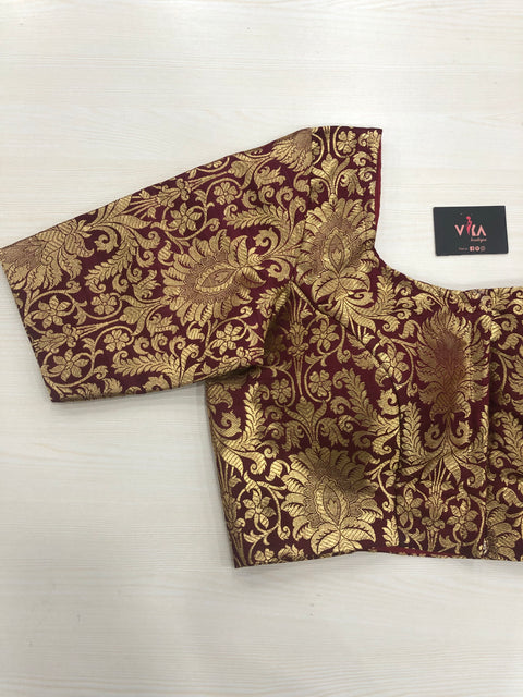 Maroon brocade Banaras silk blouse