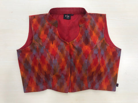 Sleeveless multi colour ikat blouse