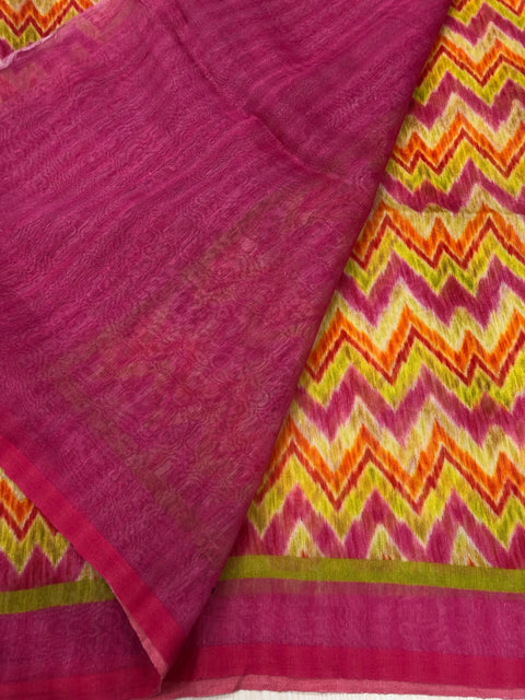 Printed silk Linen saree