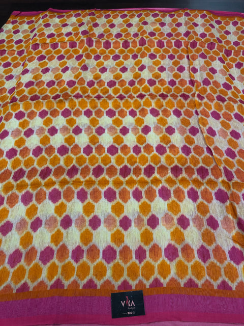 Printed silk Linen saree