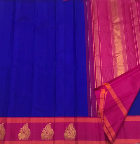 Blue korvai kanjeevaram silk saree