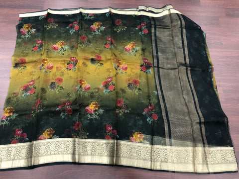 Floral printed pure Organza saree