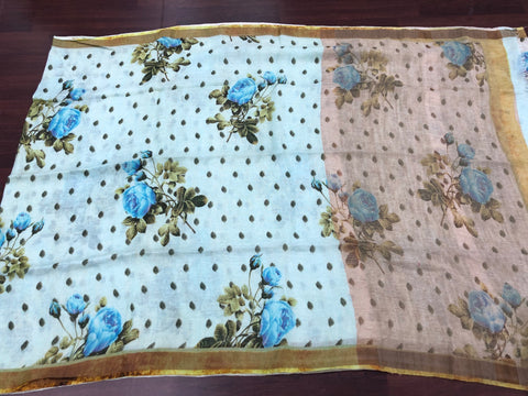 Floral Printed Linen saree