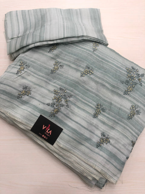 Embroidered soft tussar saree