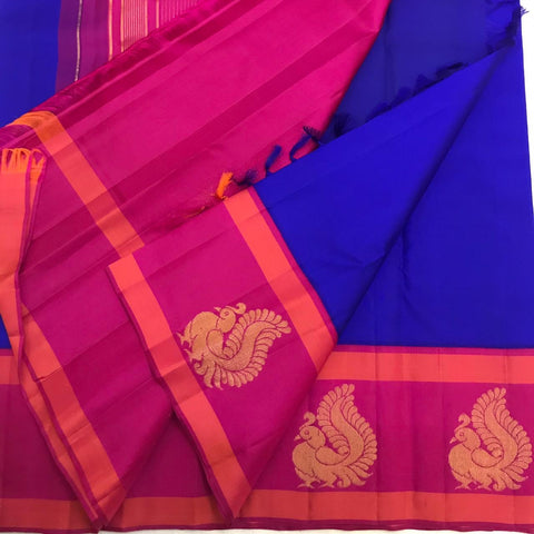 Blue korvai kanjeevaram silk saree