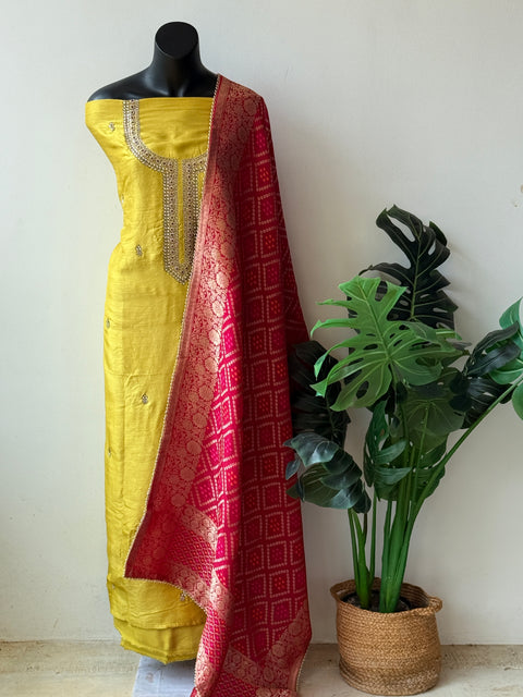 Partywear neck emb salwar material