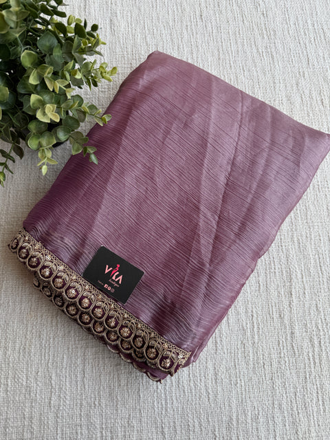 Mauve marble chiffon saree with blouse