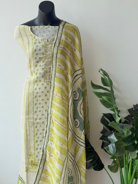Printed linen suit material