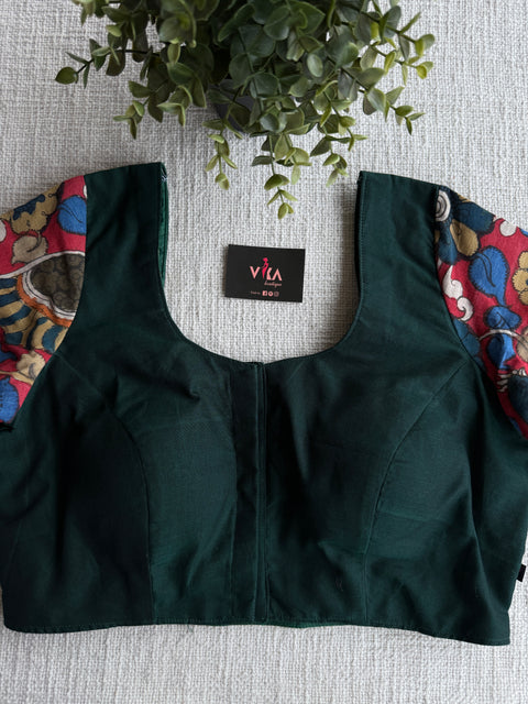 Bottle green patch work Blouse
