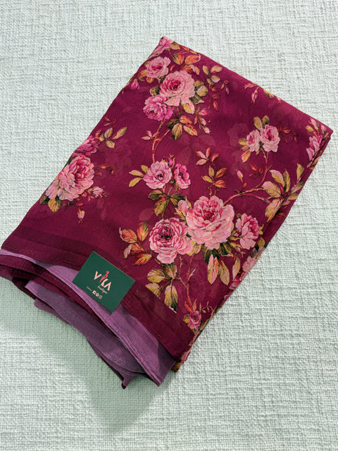 Floral printed georgette saree