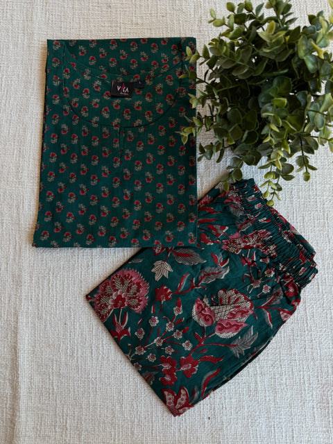 L size printed Cord Night suit