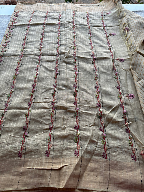 Hand Embroidery Baswara silk saree