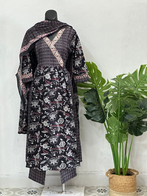 printed black cotton readymade set