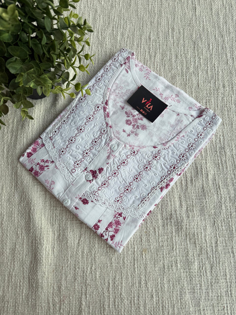 L size printed cotton nighty