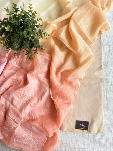 4D shaded Mul chanderi dupatta set