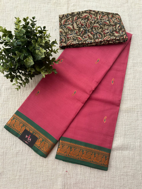 Handloom cotton saree with blouse pc