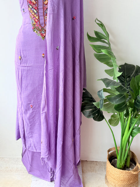 Hand emb linen cotton salwar suit material
