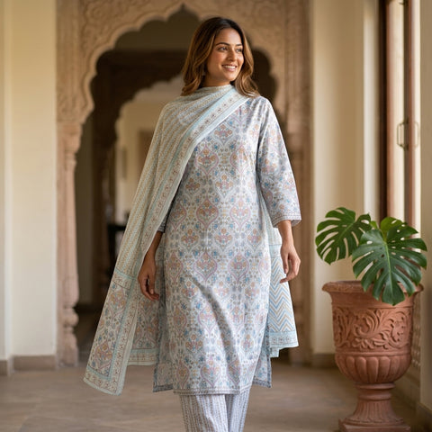 Printed cotton ready suit set