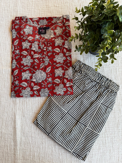 L size printed Cord Night suit