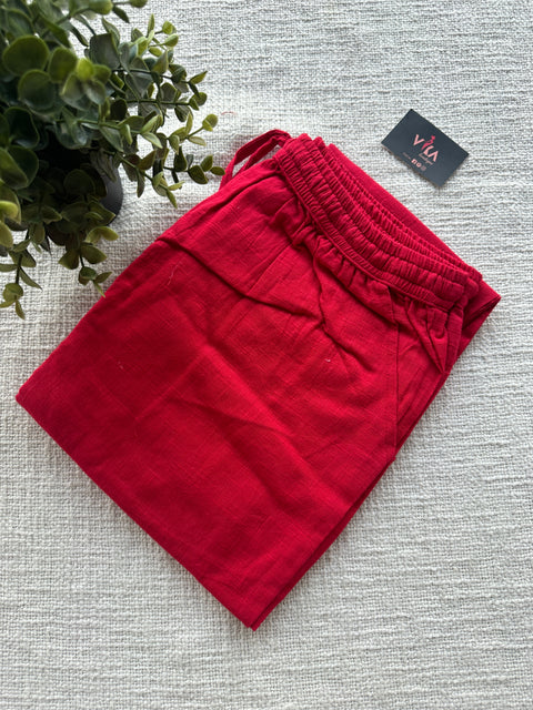 Red straight fit cotton pant