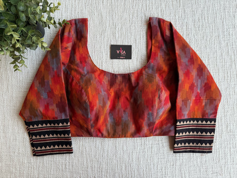 Orange ikat cotton blouse