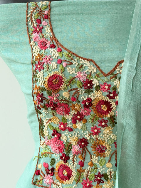 Hand emb linen cotton salwar suit material