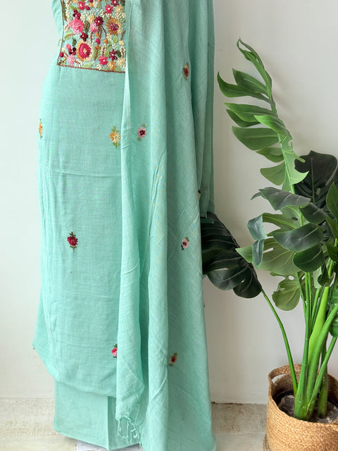 Hand emb linen cotton salwar suit material