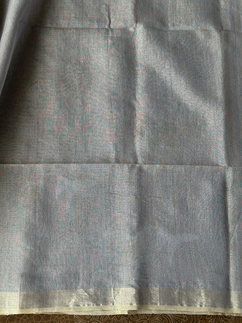 Jamdani weaving silk linen saree - Musturd